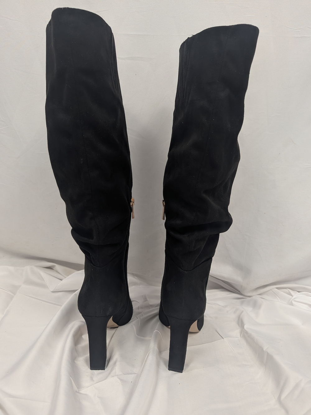 Jessica Simpson Black Suede Slouch Knee High Heel Boots Size 8 Like New - Picture 5 of 11